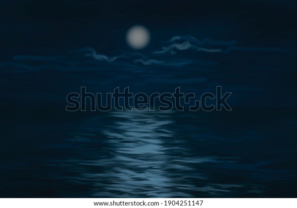 Night\
seascape. Moon over the sea. The moon illuminates the surface of\
the water. Moon path on the surface of the sea. Clouds in the sky.\
Night waves. Sea romance. Sound of the surf.\
Relax