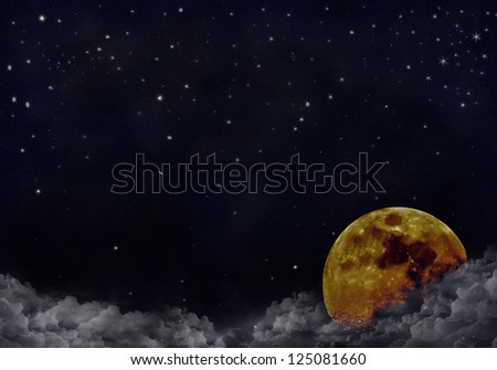 Night Sky Moon Clouds Stars Stock Illustration 125081660 Shutterstock