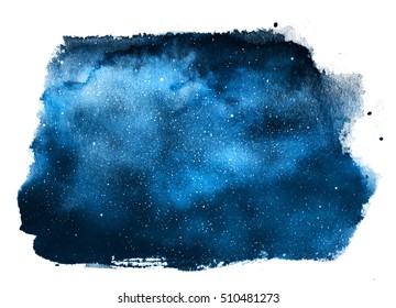 Night sky with stars isolated on white. Watercolor