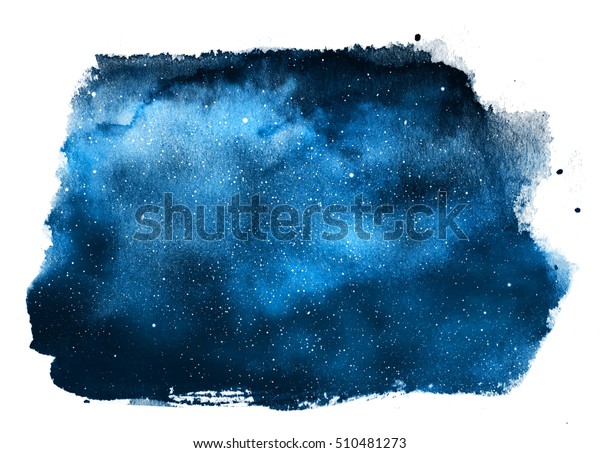 白い背景に夜空と星 水彩 のイラスト素材