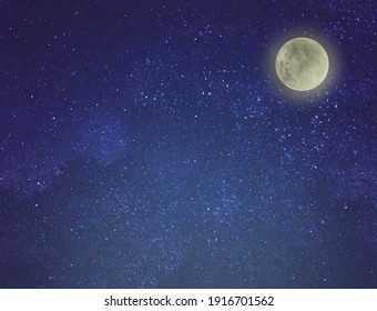 Night Sky With Stars And Moon As Background. Universe