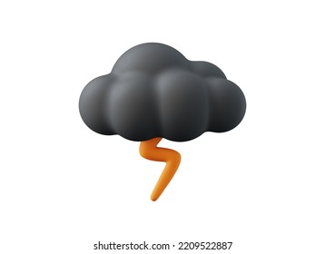 Night Time Icon With Thunderstorm 3d Rendering