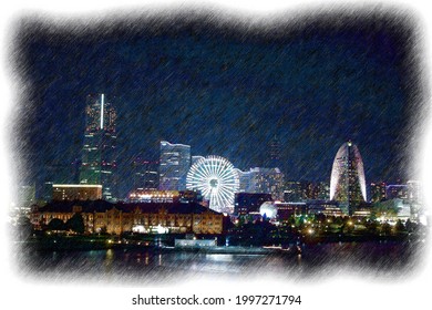 横浜 ビル 夜景 のイラスト素材 画像 ベクター画像 Shutterstock