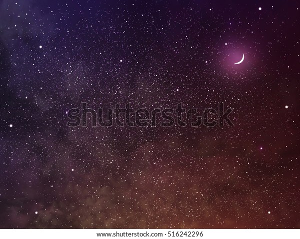 Nightly magic sky with\
moon