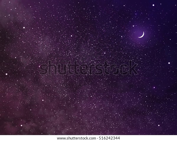 Nightly magic sky with\
moon