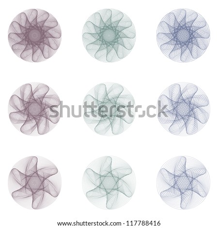 Nine Bitmap Guilloche Rosettes