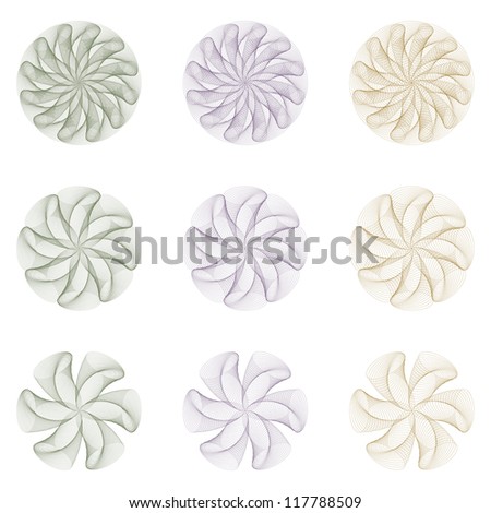 Nine Bitmap Guilloche Rosettes