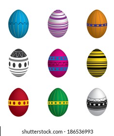 nine Easter eggs dyed with printing  - Shutterstock ID 186536993