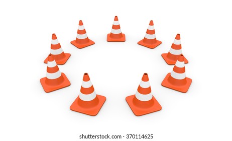 Nine Traffic Cones Arranged Circle Stock Illustration 370114625 ...