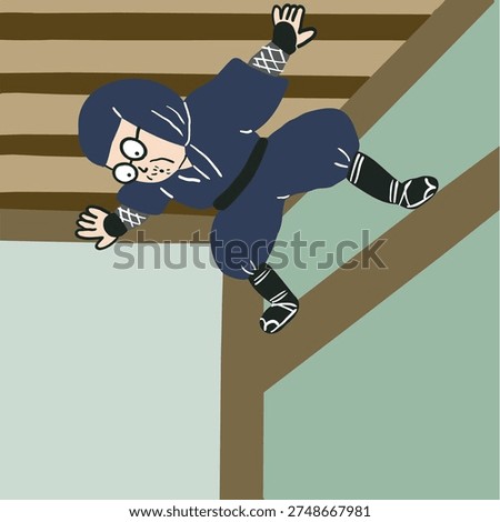 A ninja clinging to the ceiling using a ceiling technique 1