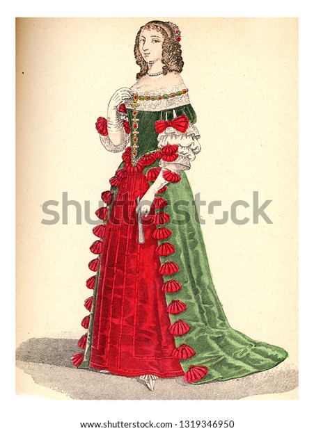 Ninon de Lenclos, vintage engraved\
illustration. 12th to 18th century Fashion By\
Image.\
