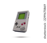 Nintendo game boy Old gaming device from 1990. Vintage gameboy video games console device of childhood memories. 3D Rendered Illustration. 
