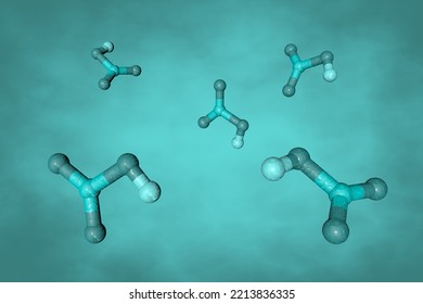 Nitric Acid, A Highly Corrosive Mineral Acid. Molecular Model On Turquoise Background. Medical Background. Scientific Background. 3d Illustration