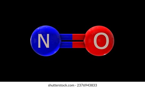 Nitric Oxide or Nitrogen monoxide 3D Illustration