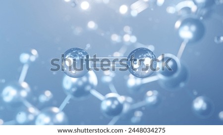 nitrogen molecular structure 3d, flat model, dinitrogen, structural chemical formula view from a microscope