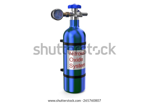 Nitrous Oxide System gas cylinder isolated on white background