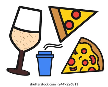 NJ beer glass, pizza, hot soup mug vector illustration for food festival. New Jersey Beer and Food Festival is one of the most celebrated and exciting beer events. This is a three days festival for NJ - Powered by Shutterstock