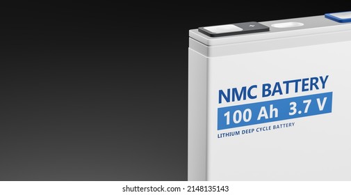 NMC (Nickle Manganese Cobalt) Battery Cell, Prismatic Pack Li-Ion Batteries Supply Manufacturing For Electric Vehicle (EV) Concept, Industrial Energy Storage Car Technology 3D Rendering Illustration