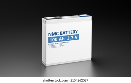 NMC (Nickle Manganese Cobalt) Battery Cell, Prismatic Pack Li-Ion Batteries Supply Manufacturing For Electric Vehicle (EV) Concept, Industrial Energy Storage Car Technology 3D Rendering Illustration