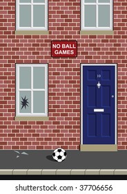 No Ball Games With Broken Window By Ball