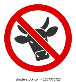 No beef raster icon. Flat No beef symbol is isolated on a white background.