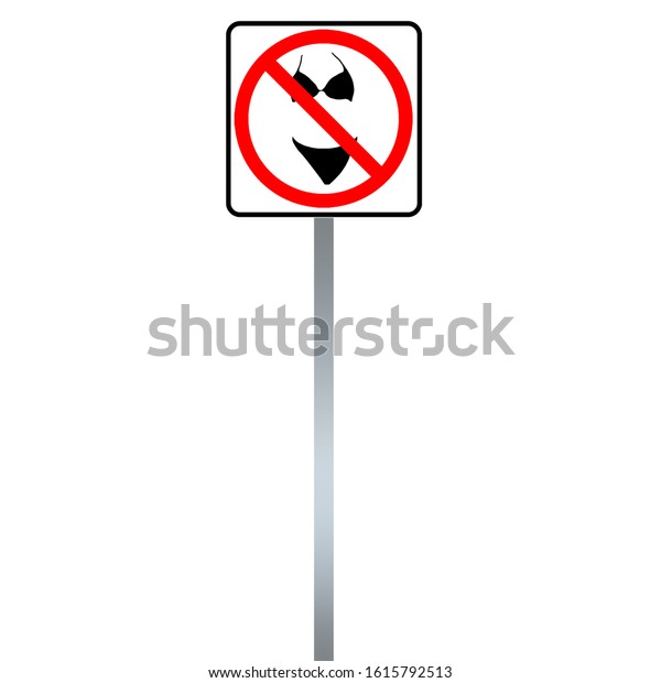 No Bikini Sign On White Background Stock Illustration 1615792513