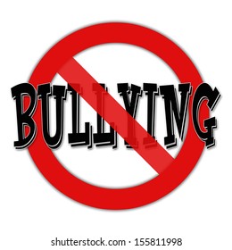 No Bullying Sign On White Background