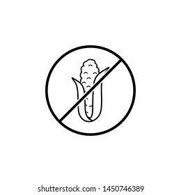 No Corn Icon. Simple Thin Line, Outline Illustration Of Ban, prohibition, forbid Icons For UI And UX, Website Or Mobile Application