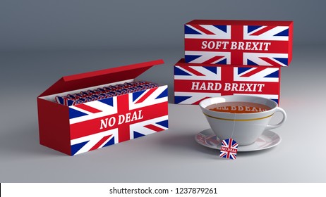 No Deal Brexit - The British Way - Concept Tea: 3D Render