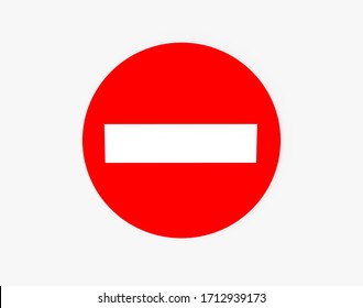 No Entry Traffic Sign. Isolated On White. Clipping Path. 3D Rendering.