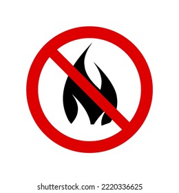 NO FIRE prohibition sign. No symbol, do not sign, circle backslash symbol, nay. Printable sticker, prohibited symbol, dont do it symbol isolated on white. illustration. - Powered by Shutterstock