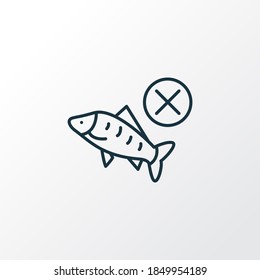 No Fish Icon Line Symbol. Premium Quality Isolated Seafood Element In Trendy Style.