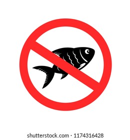 No Fish Symbol. Fishing Is Prohibited Sign Icon On White Background