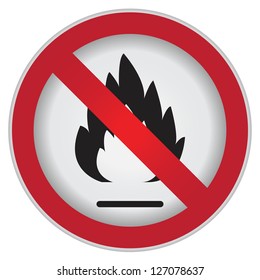 No Flammable Or Non Burnable Prohibited Sign Isolated On White Background