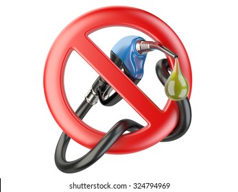 No Gasoline, Nozzle Fuel Pump Sign Ban. No Gas Station Icon Isolated On A White Background.