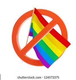 No Gay And Lesbian Flag On A White Background