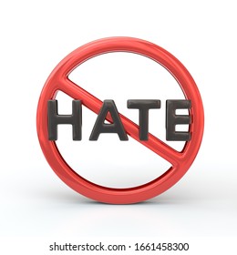 No Hate Speech Sign 3d Illustration On White Background