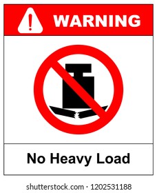 No Heavy Load, Do Not Place Heavy Objects On Surface, Prohibition Sign,  Illustration.