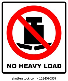 No Heavy Load, Do Not Place Heavy Objects On Surface, Prohibition Sign,  Illustration.