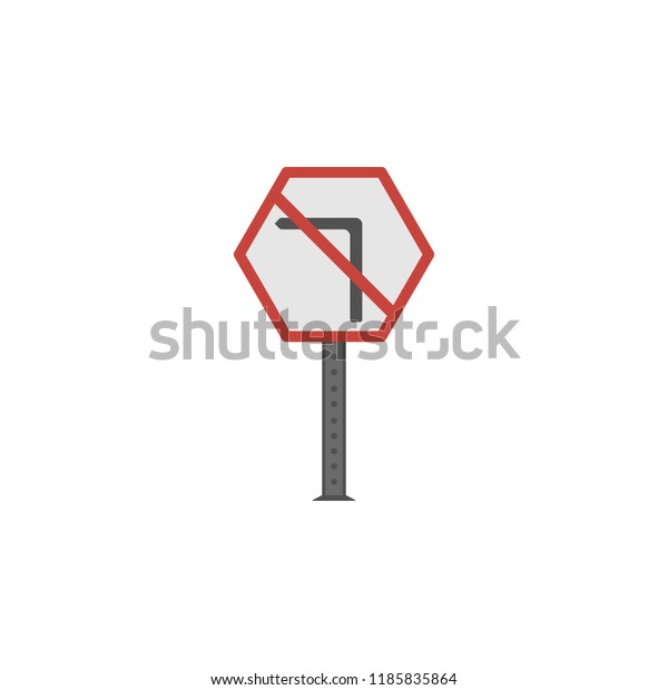 No left colored icon. Element of road signs\
and junctions icon for mobile concept and web apps. Colored No left\
can be used for web and\
mobile