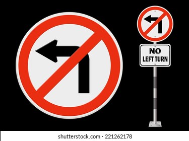 No Left Turn Road Sign