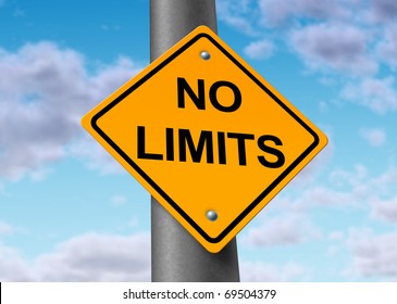 No Limits Endless Limitless Potential Positive Believe Sky Limited Road Sign Obstacles Removed