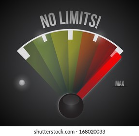 no limits speedometer illustration design over a black background