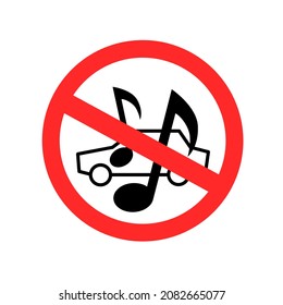 No Loud Music From Auto Car Sign Symbol On White Background. Cars Engine Off Sign