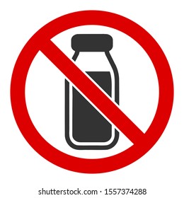 No Milk Bottle Raster Icon. Flat No Milk Bottle Pictogram Is Isolated On A White Background.