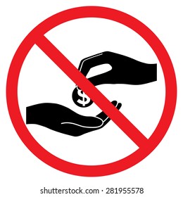 No Money. No Cash. Red Prohibition Sign. Stop Symbol