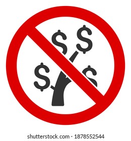 No Money Tree Icon. Illustration Style Is A Flat Iconic Symbol Inside Red Crossed Circle On A White Background. Simple No Money Tree Raster Sign, Designed For Rules, Restrictions, Regulations,