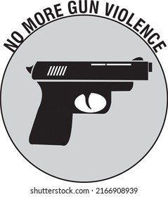 No more gun violence phrase on circular stamp banner with gun in the middle.