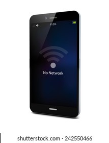 No Network Text On A Smartphone Screen