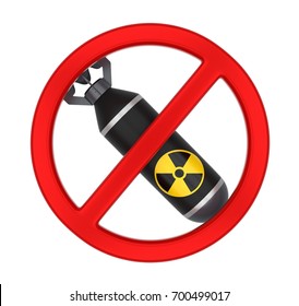 No Nuclear Bomb Sign Isolated. 3D Rendering